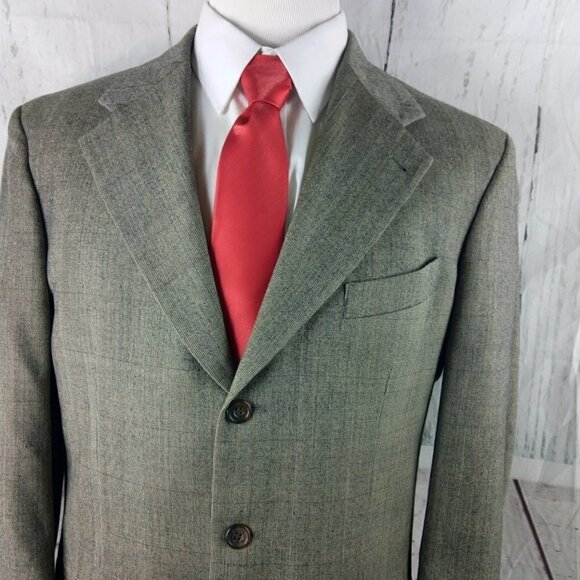Nigel's By Nathan David Mark Shale 42R Olive Gray Plaid Suit Blazer Spor… - Picture 2 of 11